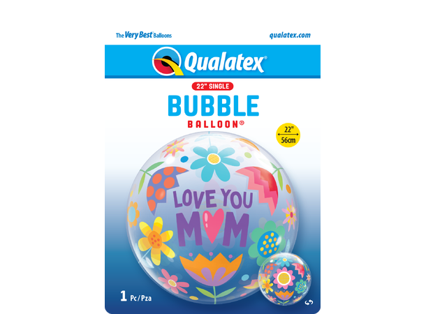 LOVE YOU M(HEART)M FLOWERS 1 Bubbleballong - 56cm (22")