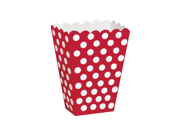 Popcorn Box - Rød Dots 8pk