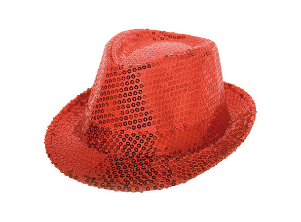Trilby Hatt - Paljetter Deluxe Rød Onesize