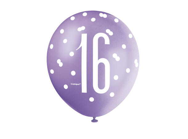 Ballonger - 16 År - Rosa & Sølv 30cm - 6pk