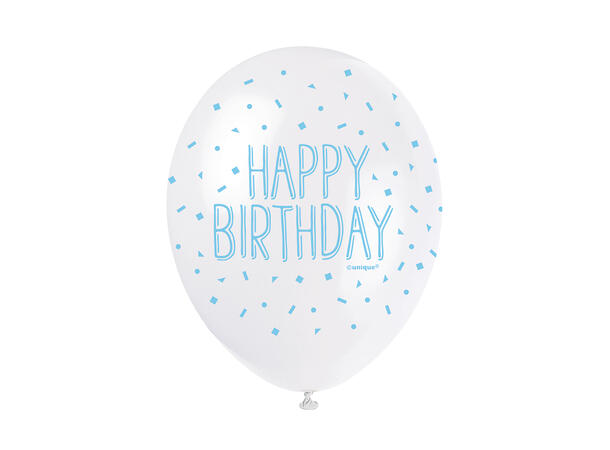 Ballonger - "Happy Birthday" Blå 30cm - 5pk