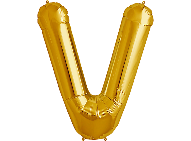 Bokstav V Gold 1 Folieballong - 86cm (34")