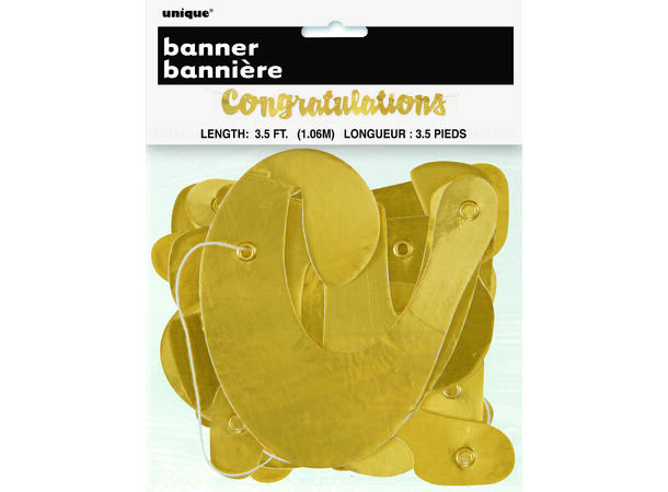 Bokstavbanner - “Congratulations" - Gull Foliert Papir 