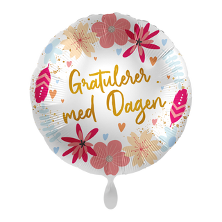 Folieballong - "Gratulerer Med Dagen" Blomster - 43cm