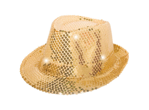 Hatt - Trilby - Paljetter Gull LED