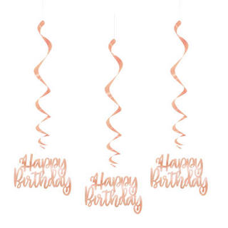 Hengende Virvel - "Happy Birthday" Rosegull - 81cm