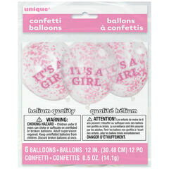 Konfettiballonger - Baby Shower Girl 30cm - 6pk