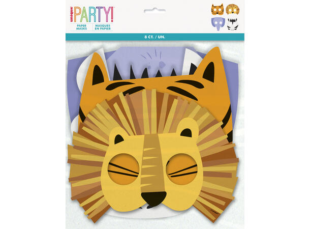 Maske - Safari - Papp Barn - 8pk 