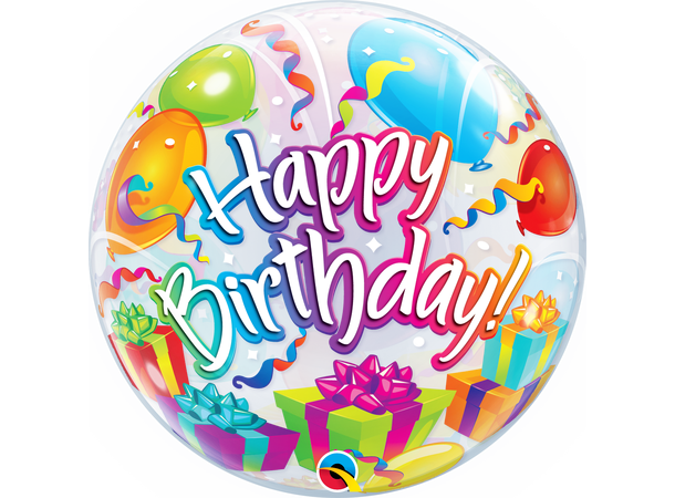 Premium Bubbleballong - "Happy Birthday" Bursdag - 56cm