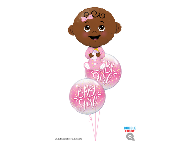 Premium Folieballong - "Baby Girl" Rosa Prikkete - 46cm
