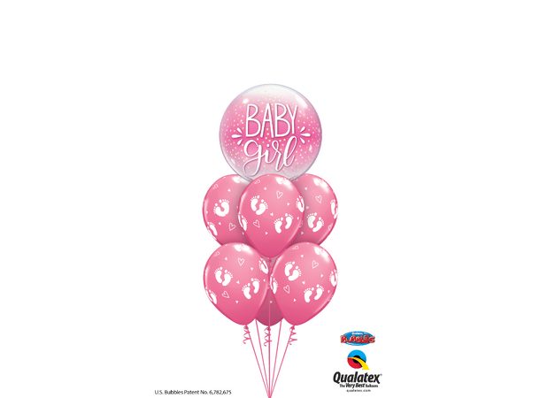 Premium Folieballong - "Baby Girl" Rosa Prikkete - 46cm 
