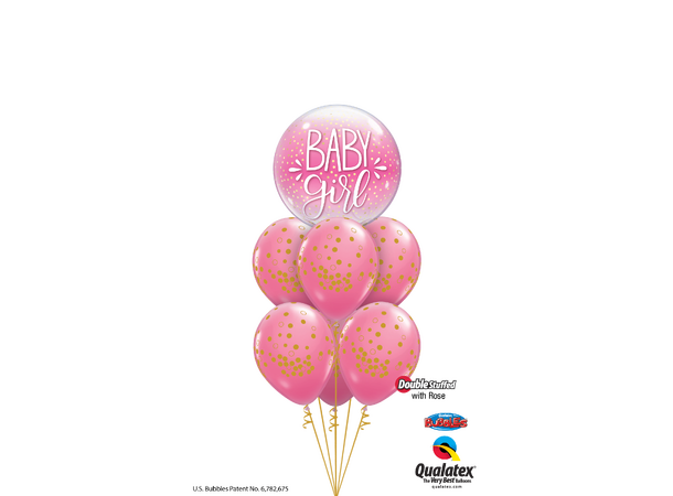 Premium Folieballong - "Baby Girl" Rosa Prikkete - 46cm 