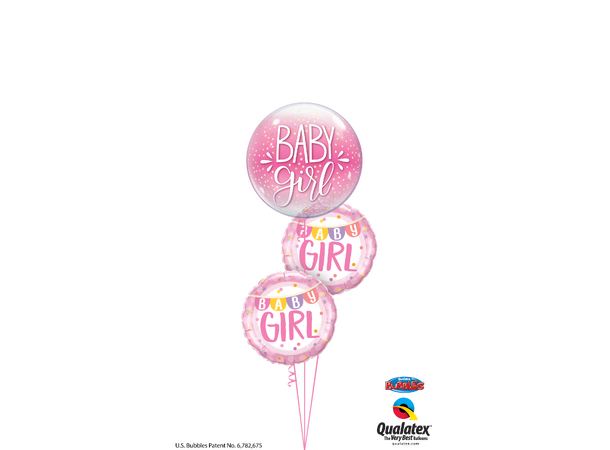 Premium Folieballong - "Baby Girl" Rosa Prikkete - 46cm