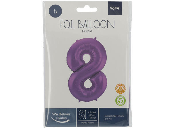 Tallballong Folie - Nummer 8 - Lilla 86cm