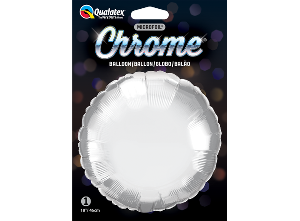 18R Chrome Silver - Rund (Pakket) 1 Folieballong - 46cm (18")