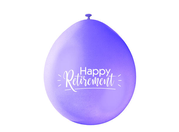 Ballonger - "Happy Retirement" Diverse Farger - 25cm - 10pk