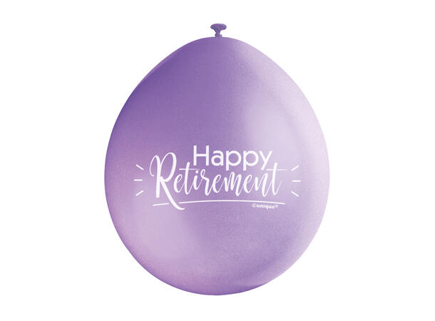 Ballonger - "Happy Retirement" Diverse Farger - 25cm - 10pk