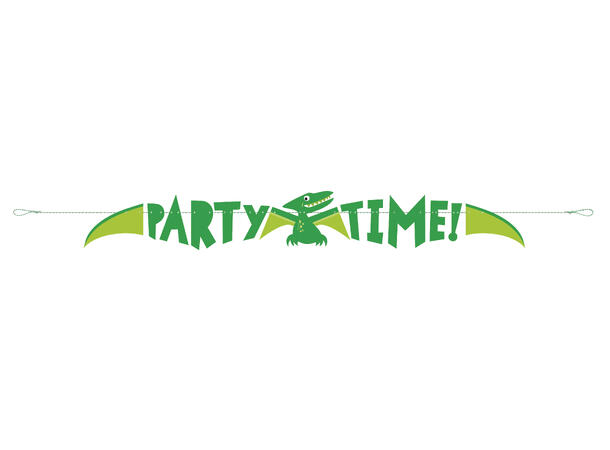 Bokstavbanner - "Party Time" - Dinosaur 123cm