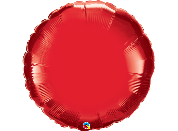 Folieballong Rund Premium - Rød Metallic 91cm - Partyland