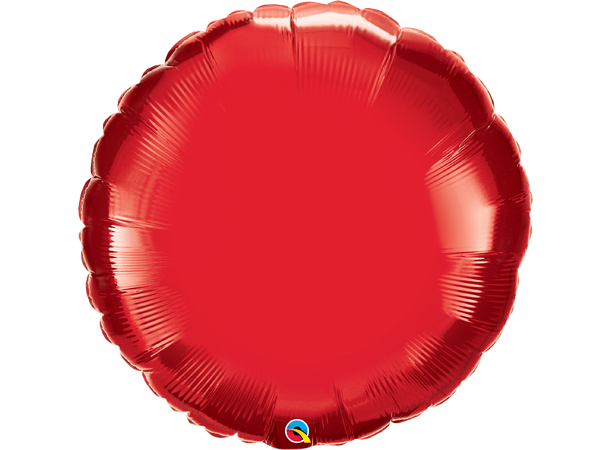 Folieballong Rund Premium - Rød Metallic 91cm