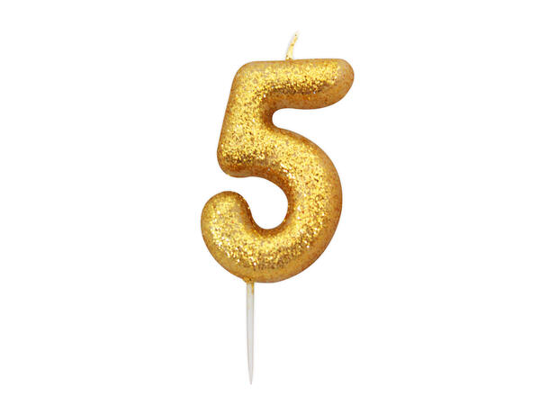 Kakelys - Nummer 5 - Glitter Gull 7cm