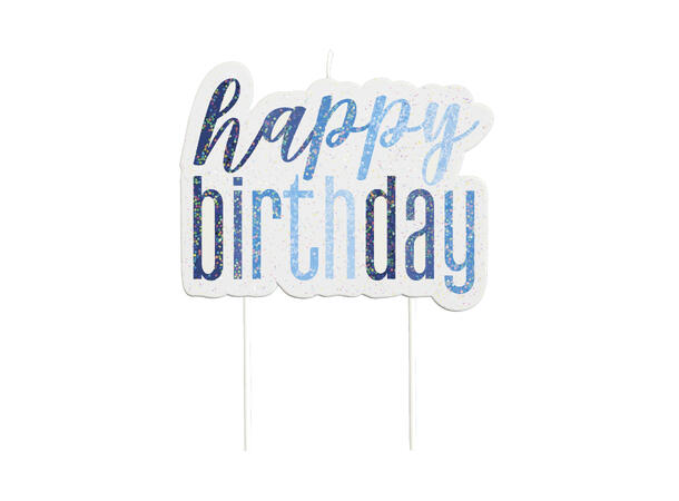 Kakelys - "Happy Birthday" - Blå & Sølv Sett