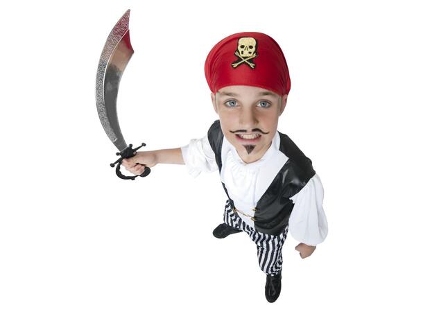 Kostyme - Pirat Sjørøver - Sort & Hvit Gutt - 7-9 År 