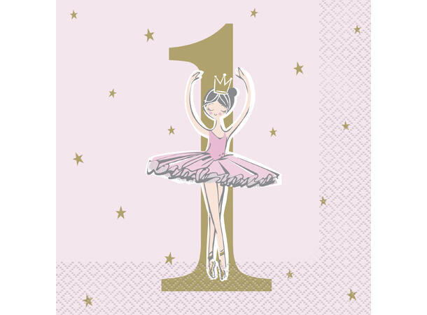 Papirservietter - Rosa Ballerina - 1 År 33cm - 16pk
