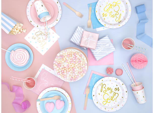 Papirsugerør - Stripete Rosa Lys 19.5cm - 10pk 