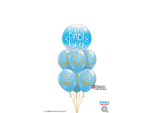 Premium Folieballong - "Baby Boy" Blå Prikkete - 46cm