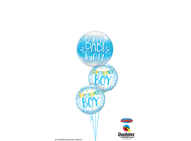 Premium Folieballong - "Baby Boy" Blå Prikkete - 46cm