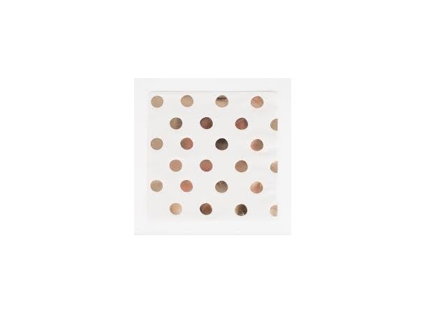 Servietter - Metallic Gull - Polka Dots 25cm - 16pk 