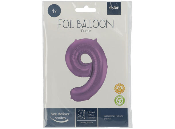 Tallballong Folie - Nummer 9 - Lilla 86cm