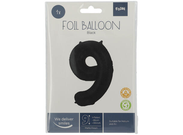 Tallballong Folie - Nummer 9 - Sort 86cm