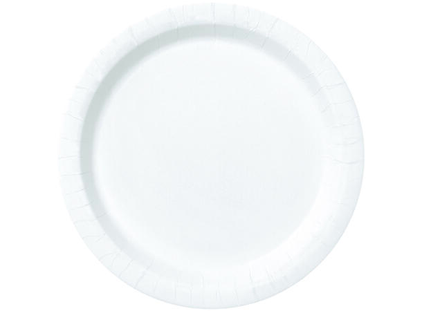 Tallerken Hvit - Plastfri 8 Runde Ensfargede papptallerken - 23cm