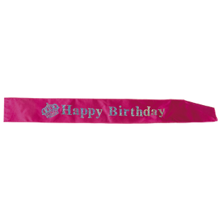 "HAPPY BIRTHDAY" - Rosa 1 Ordensbånd i sateng - 78x9cm
