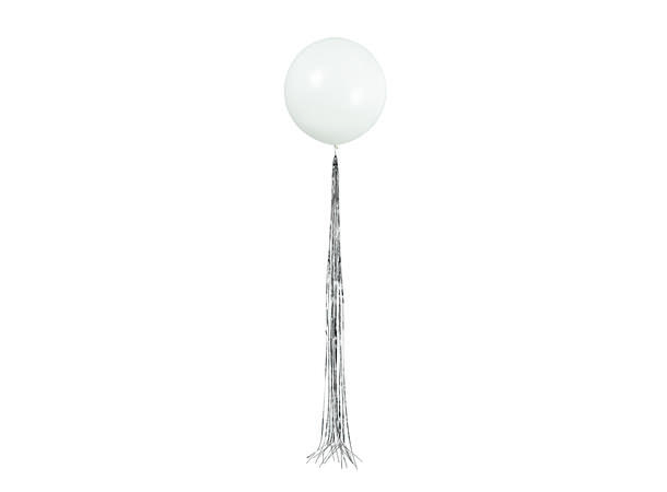 Ballong med Tassel - Hvit og Sølv 60cm