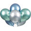 Ballonger - Blå, Grønn og Sølv Metallic 28cm - 6pk