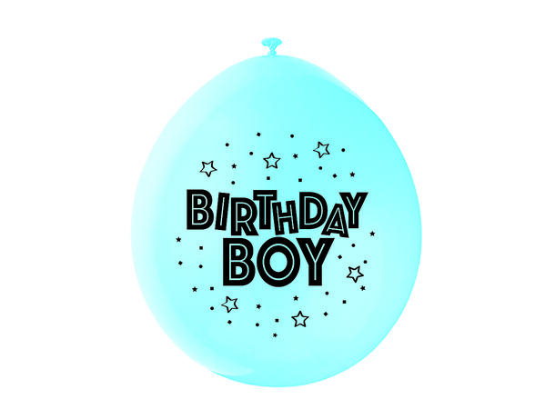 Ballonger - "Birthday Boy" - Blå og Hvit 25cm - 10pk