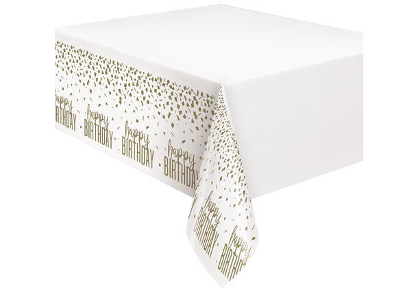 Bordduk Plast - Konfetti Happy Birthday Gull - 137x214cm