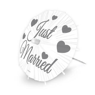Cocktailpinner - Parasoll - Just Married 8 Cocktailpinner papir - XL