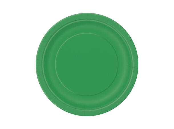 Ensfarget Smaragdgrønn - Plastfri 8 Runde tallerkener i papp - 18cm