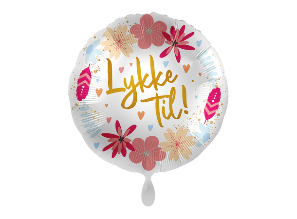 Folieballong - "Lykke Til" - Blomster 43cm