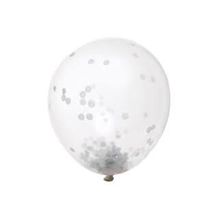 Konfettiballonger - Sølv 30cm - 6pk