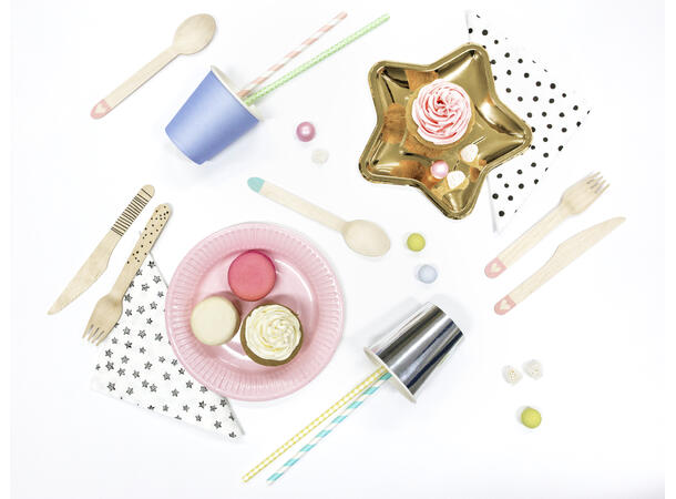 Papirsugerør - Striper - Lys Turkis 19.5cm - 10pk 