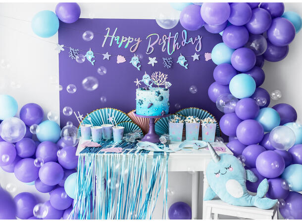 Papirsugerør - Striper - Lys Turkis 19.5cm - 10pk 