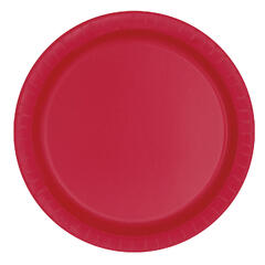 Tallerken Rubinrød - Plastfri 8 Runde Ensfargede papptallerken - 23cm