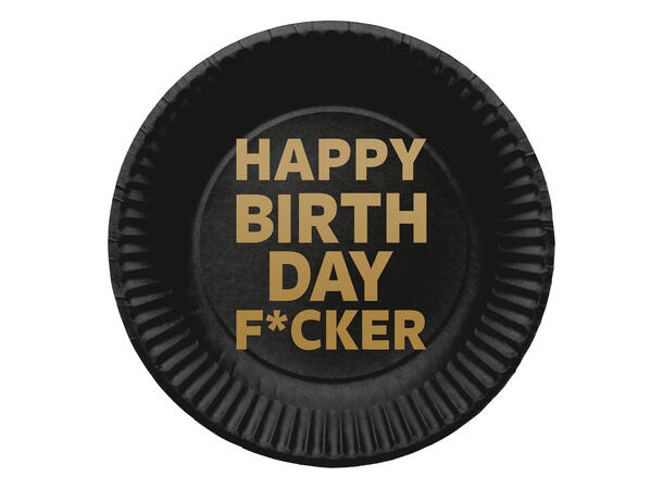 Tallerkener - Happy Birthday F*cker 23cm - 8pk