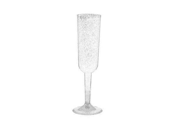 Champagneglass - Glitter Sølv 2dl - 4pk