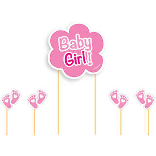 Kaketopper Pinne - Baby Girl Babyshower 5pk
